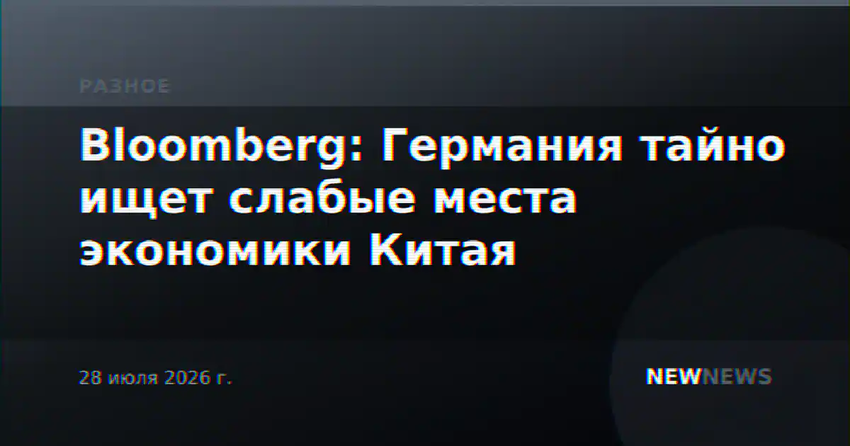 Bloomberg: Германия тайно ищет слабые места экономики Китая