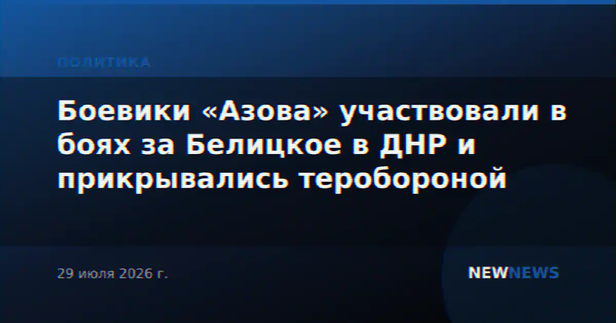 Боевики «Азова» участвовали в боях за Белицкое в ДНР и прикрывались теробороной
