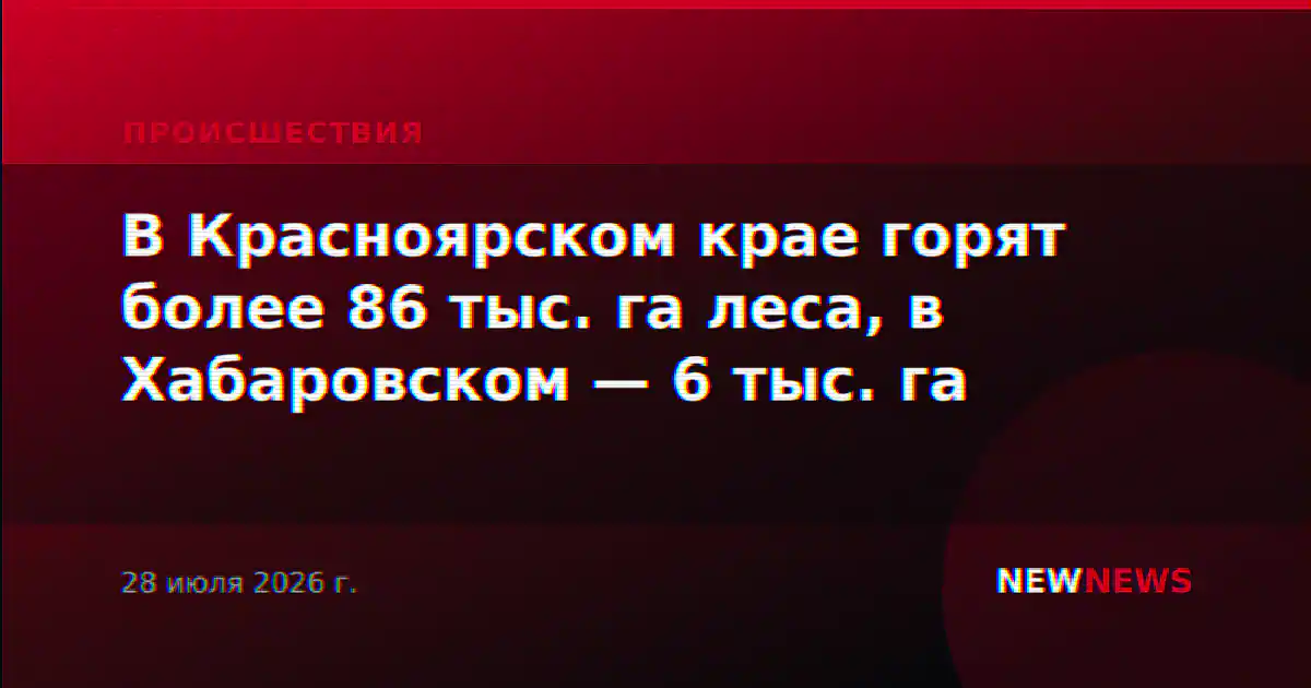 В Красноярском крае горят более 86 тыс. га леса, в Хабаровском — 6 тыс. га