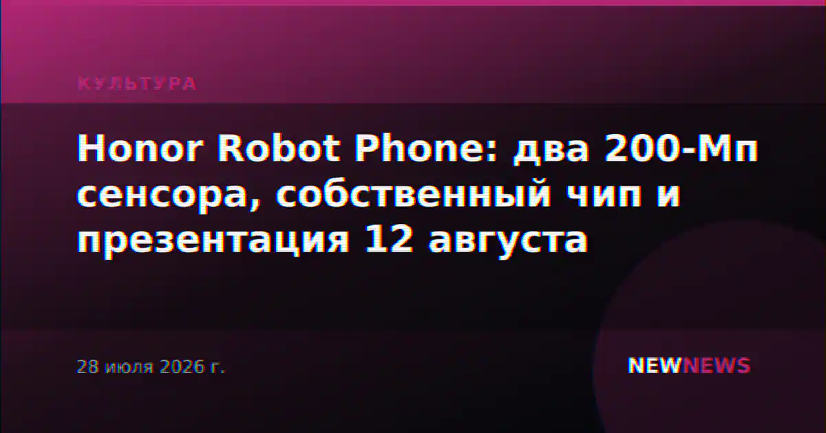 Honor Robot Phone: два 200-Мп сенсора, собственный чип и презентация 12 августа