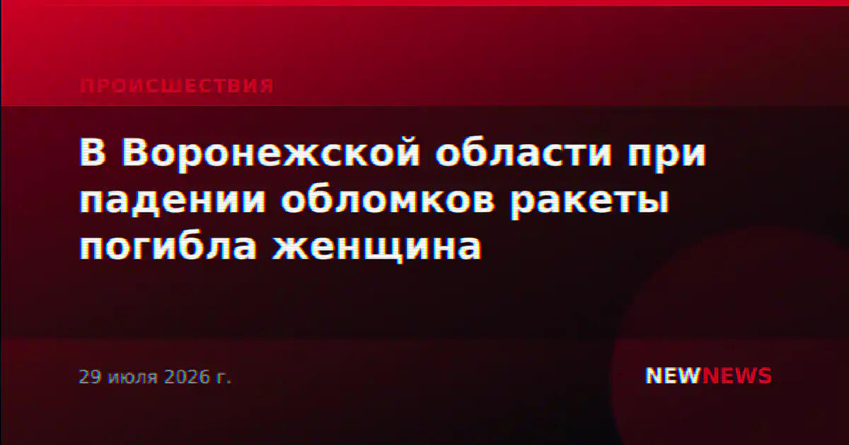 В Воронежской области при падении обломков ракеты погибла женщина