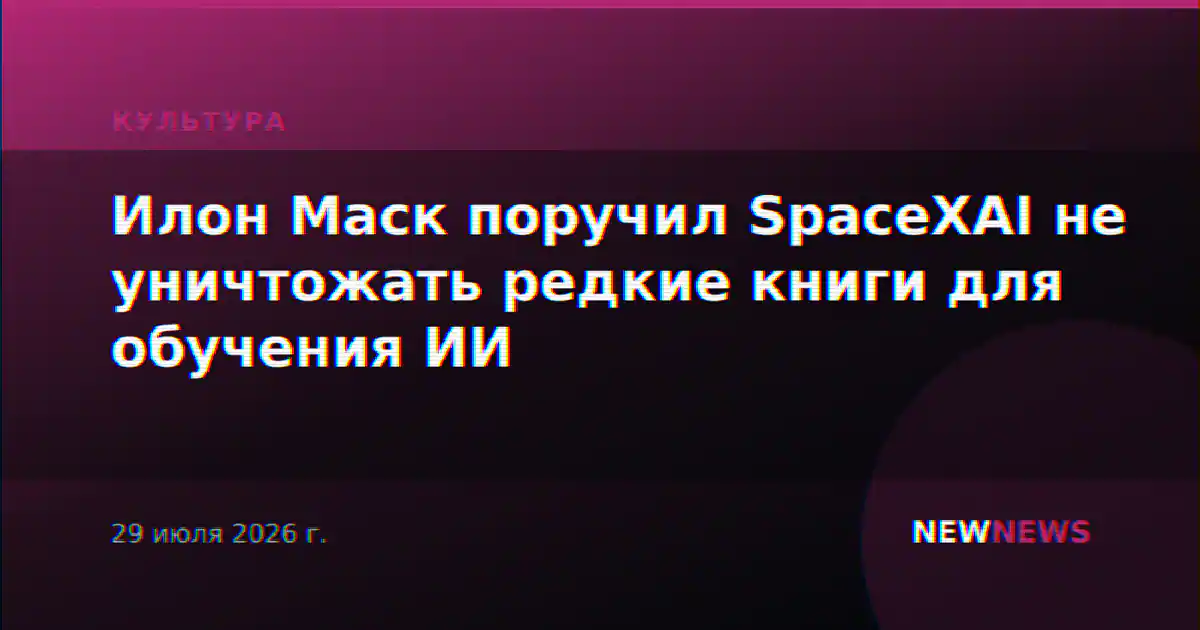 Илон Маск поручил SpaceXAI не уничтожать редкие книги для обучения ИИ