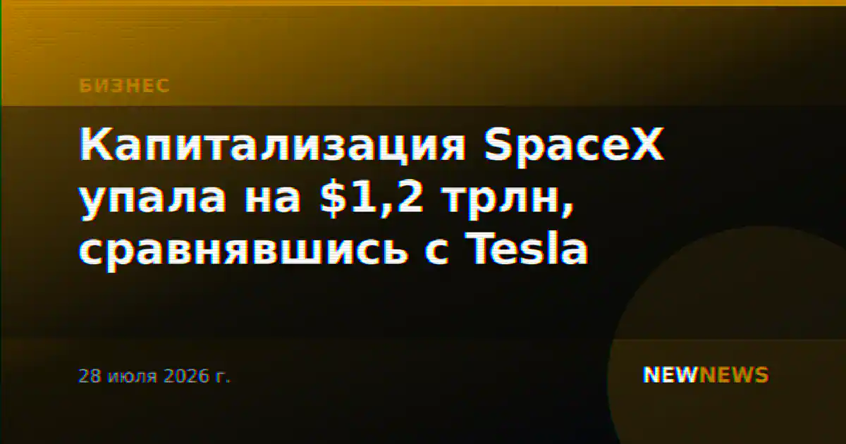 Капитализация SpaceX упала на $1,2 трлн, сравнявшись с Tesla