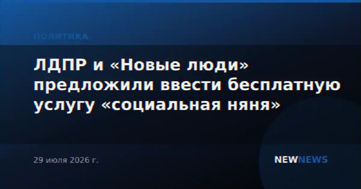 ЛДПР и «Новые люди» предложили ввести бесплатную услугу «социальная няня»