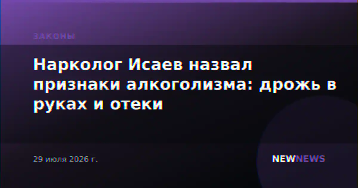 Нарколог Исаев назвал признаки алкоголизма: дрожь в руках и отеки