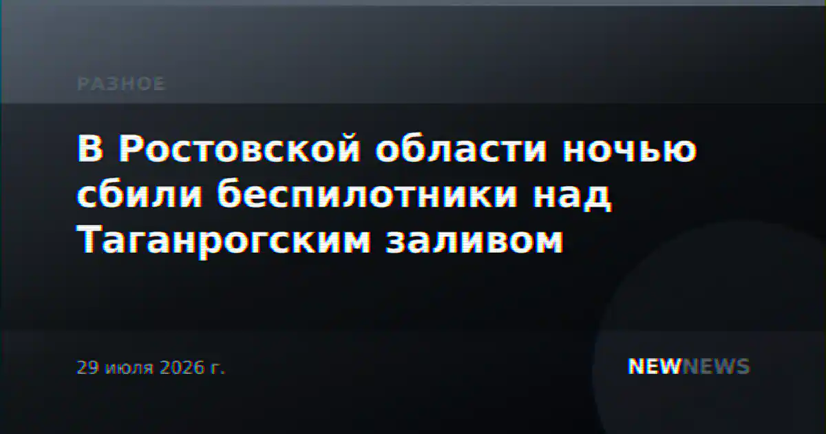 В Ростовской области ночью сбили беспилотники над Таганрогским заливом