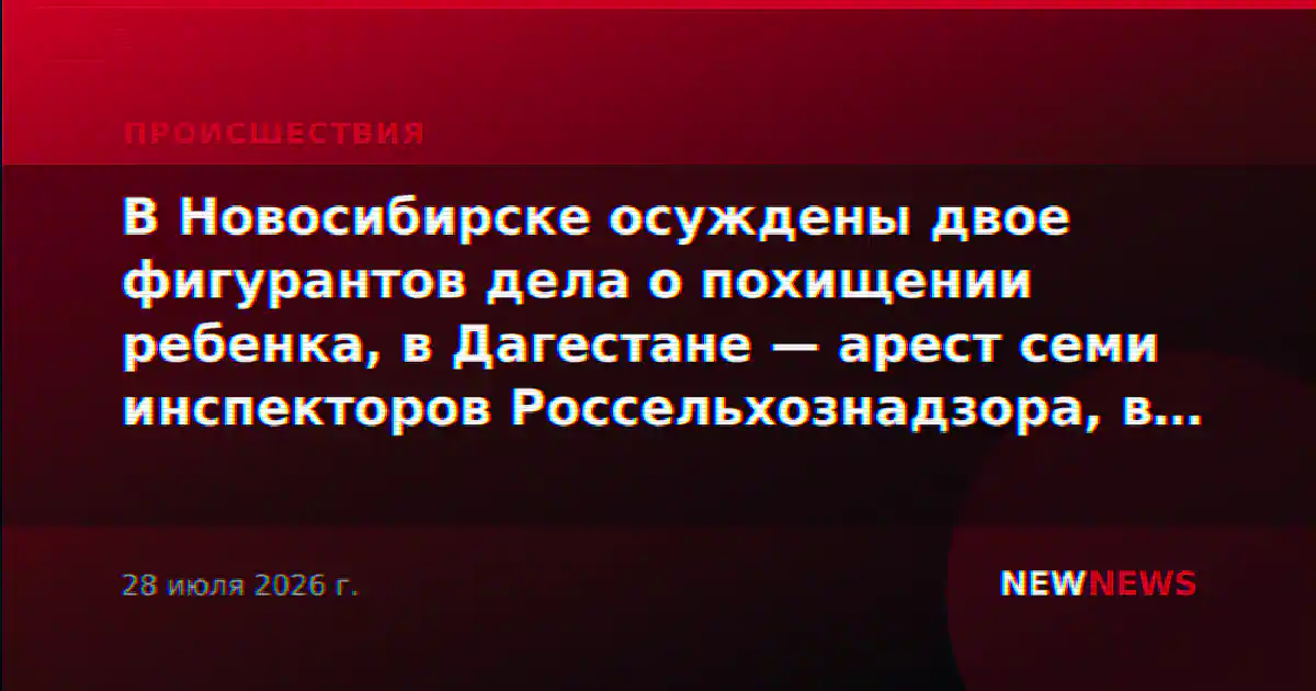 В Новосибирске осуждены двое фигурантов дела о похищении ребенка, в Дагестане — арест семи инспекторов Россельхознадзора, в Чебоксарах — дело о мошенничестве мебельщика