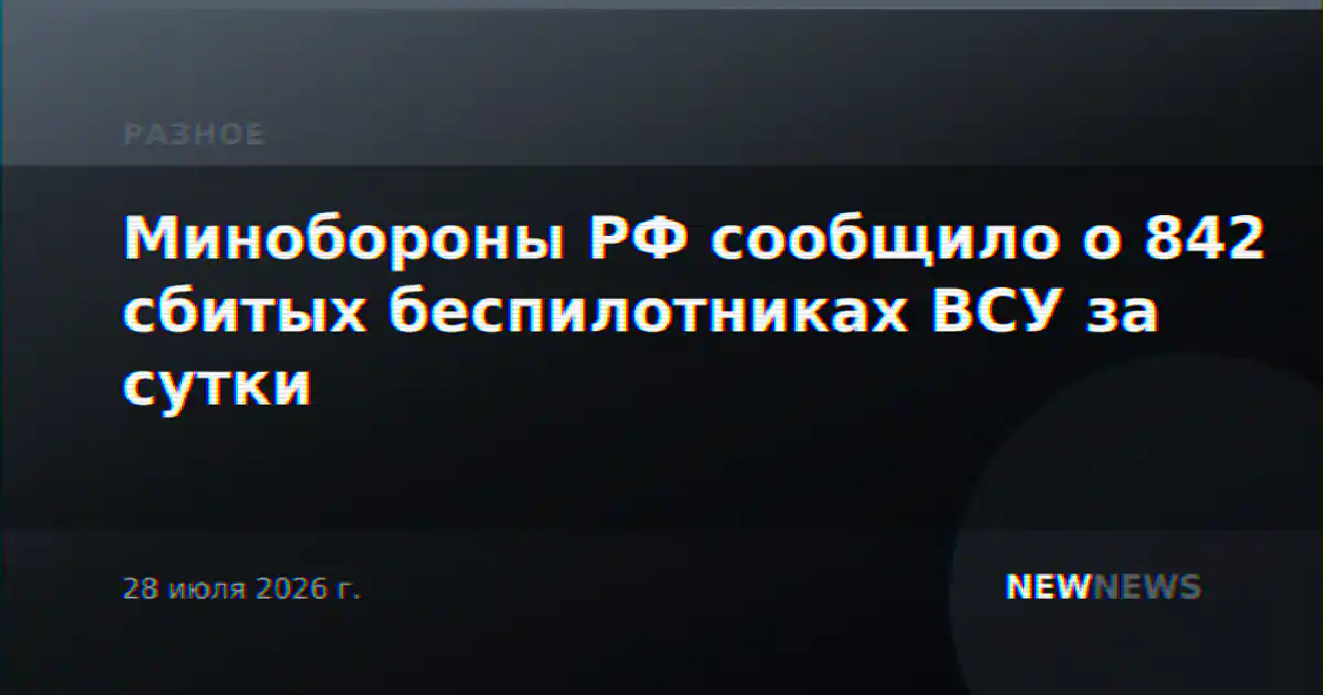 Минобороны РФ сообщило о 842 сбитых беспилотниках ВСУ за сутки