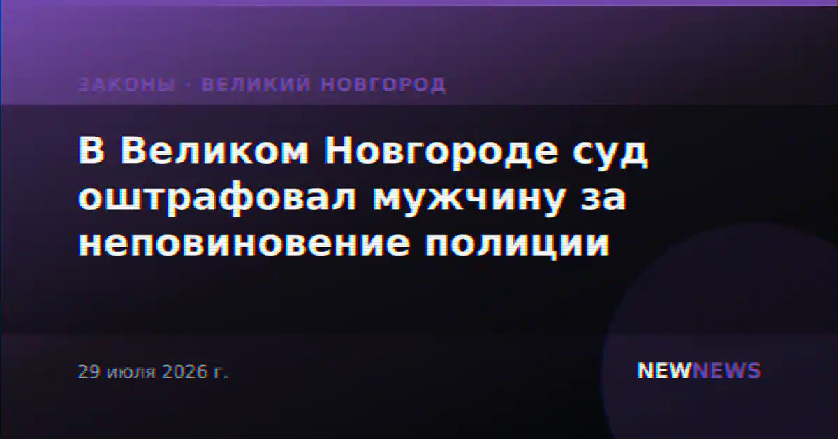 В Великом Новгороде суд оштрафовал мужчину за неповиновение полиции