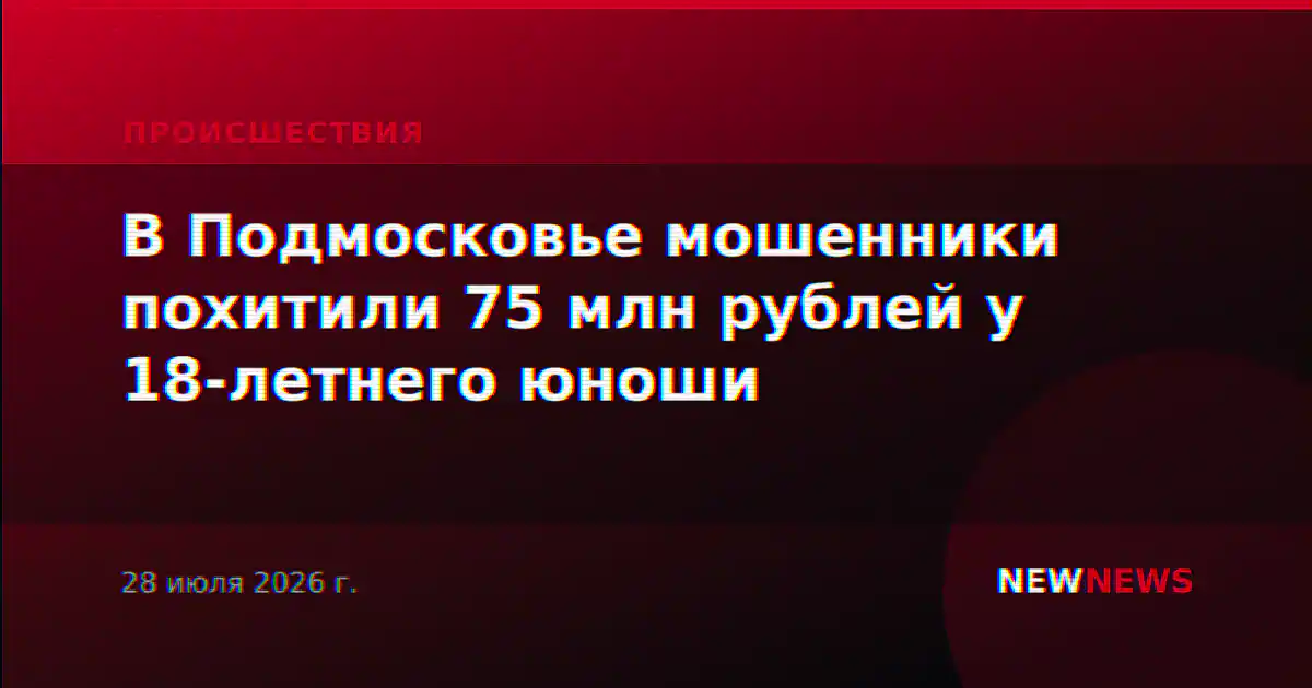 В Подмосковье мошенники похитили 75 млн рублей у 18-летнего юноши