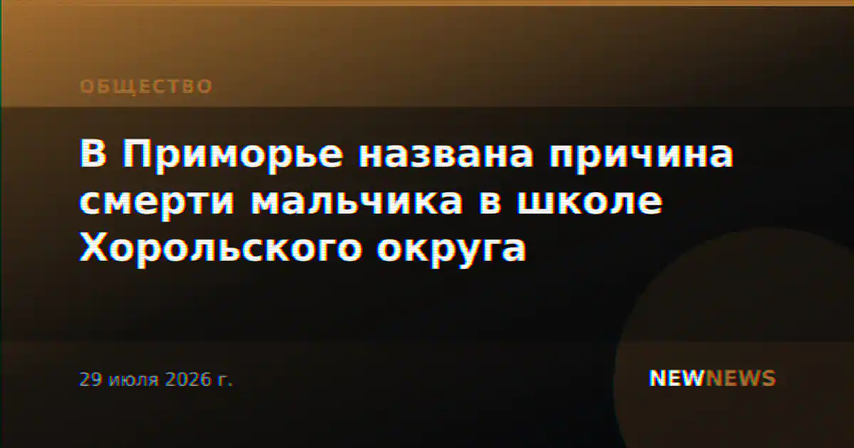 В Приморье названа причина смерти мальчика в школе Хорольского округа