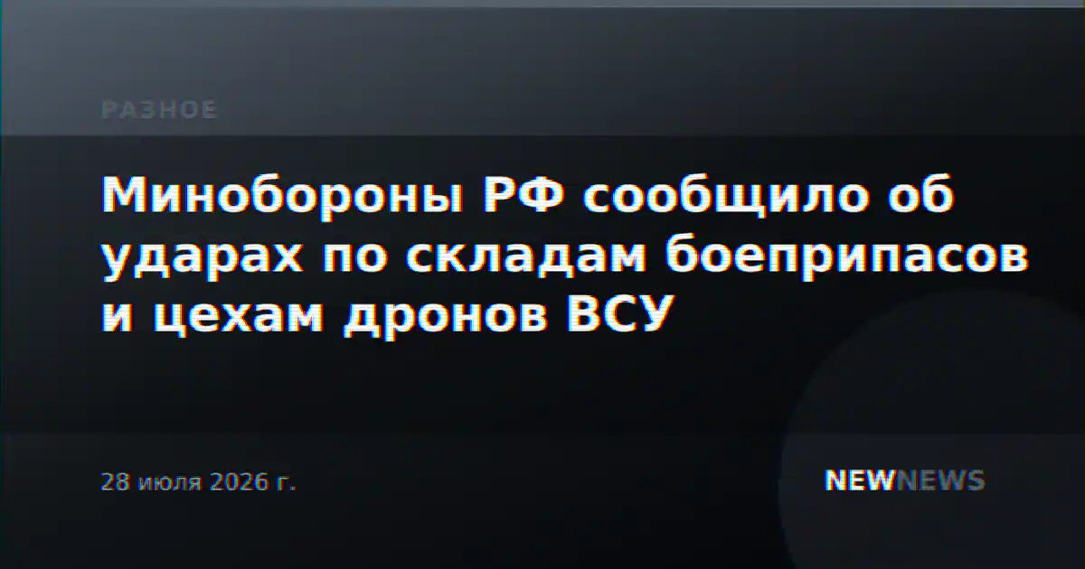 Минобороны РФ сообщило об ударах по складам боеприпасов и цехам дронов ВСУ