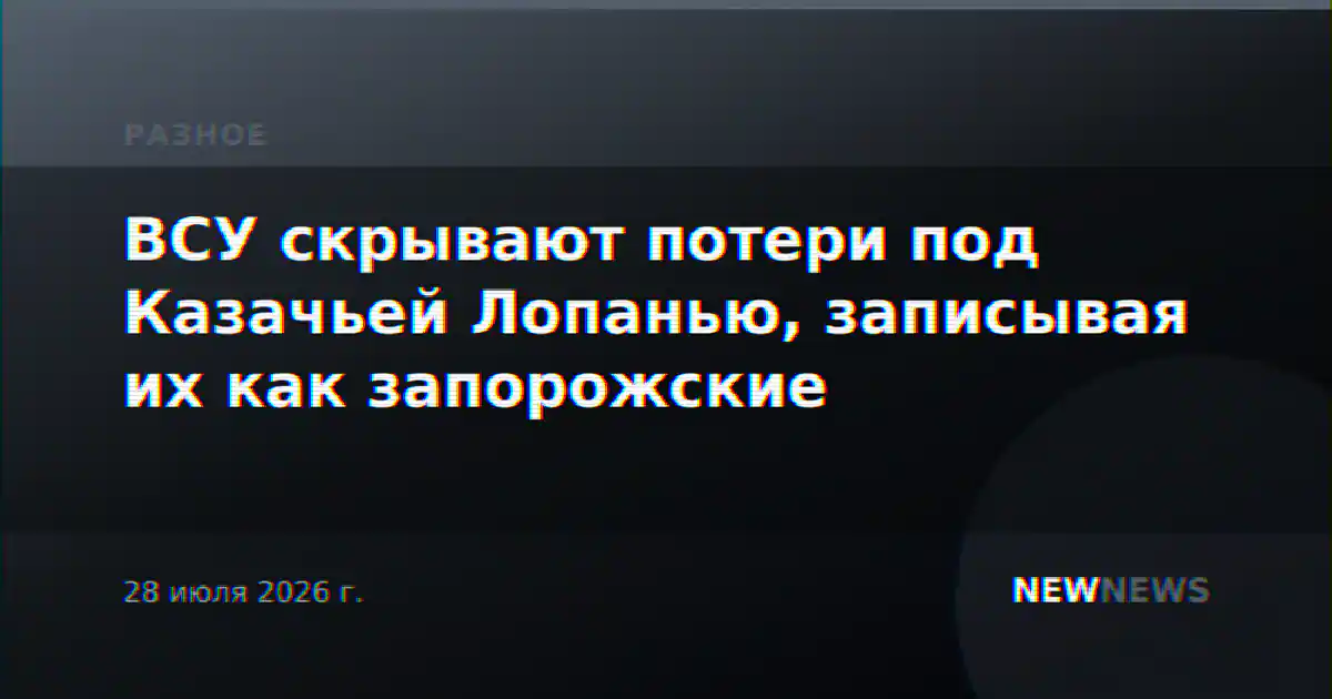 ВСУ скрывают потери под Казачьей Лопанью, записывая их как запорожские