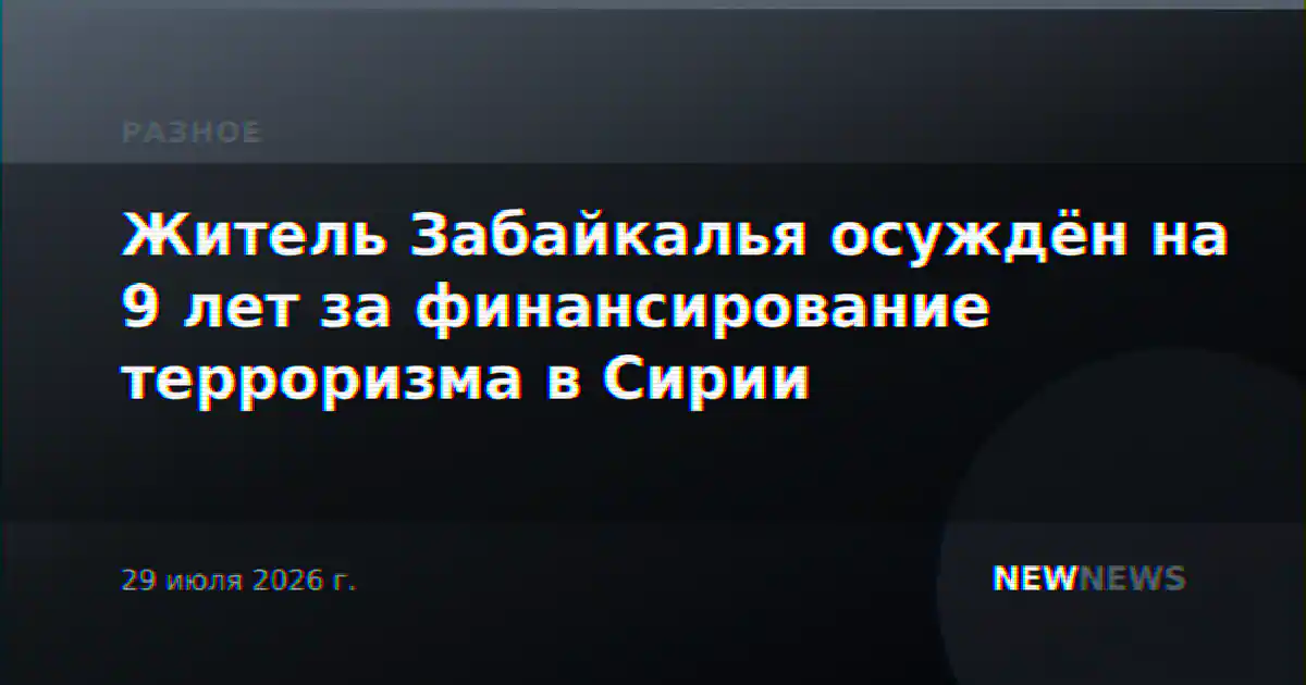 Житель Забайкалья осуждён на 9 лет за финансирование терроризма в Сирии