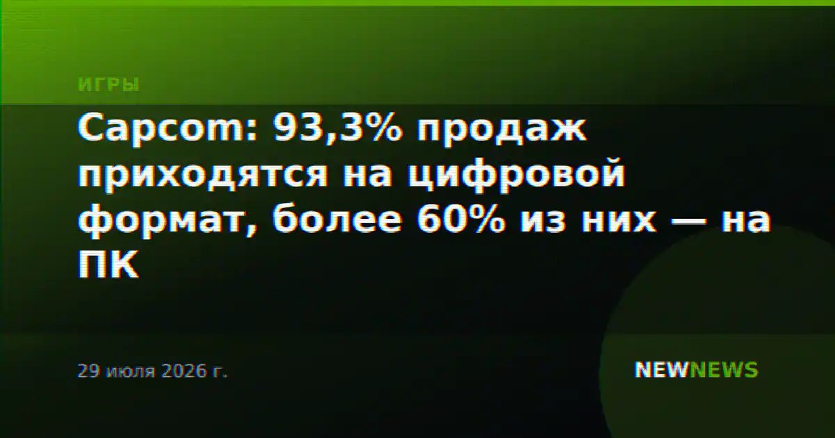 Capcom: 93,3% продаж приходятся на цифровой формат, более 60% из них — на ПК