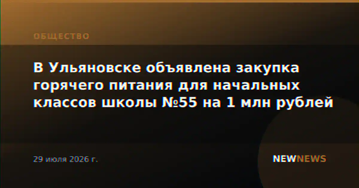 В Ульяновске объявлена закупка горячего питания для начальных классов школы №55 на 1 млн рублей