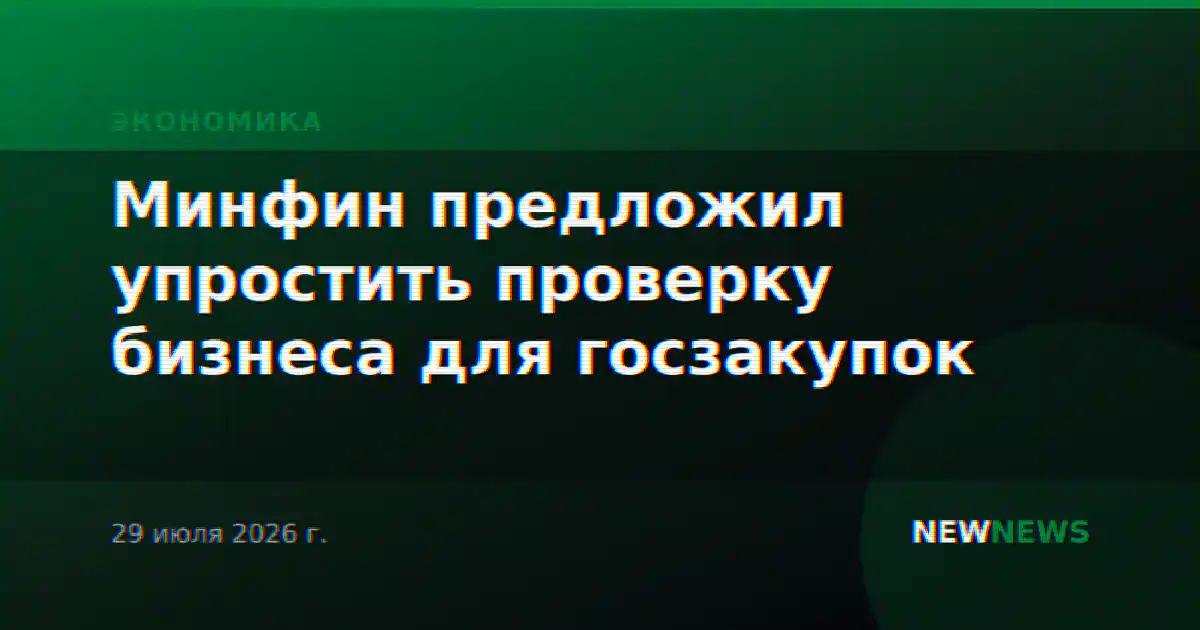 Минфин предложил упростить проверку бизнеса для госзакупок