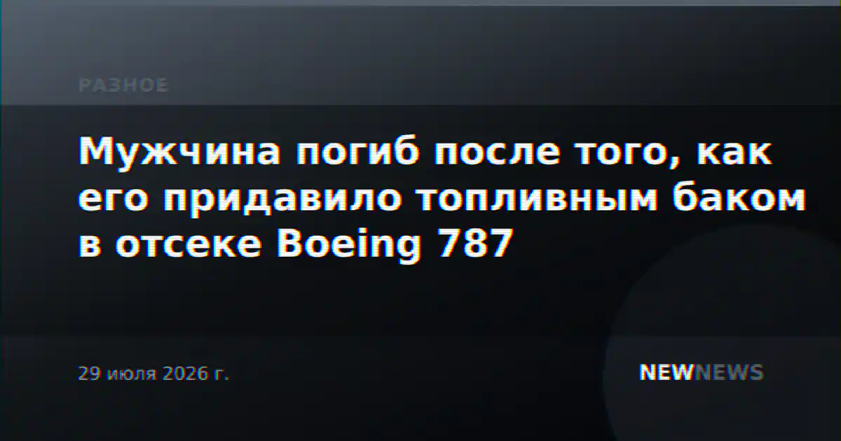 Мужчина погиб после того, как его придавило топливным баком в отсеке Boeing 787