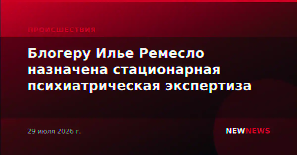 Блогеру Илье Ремесло назначена стационарная психиатрическая экспертиза