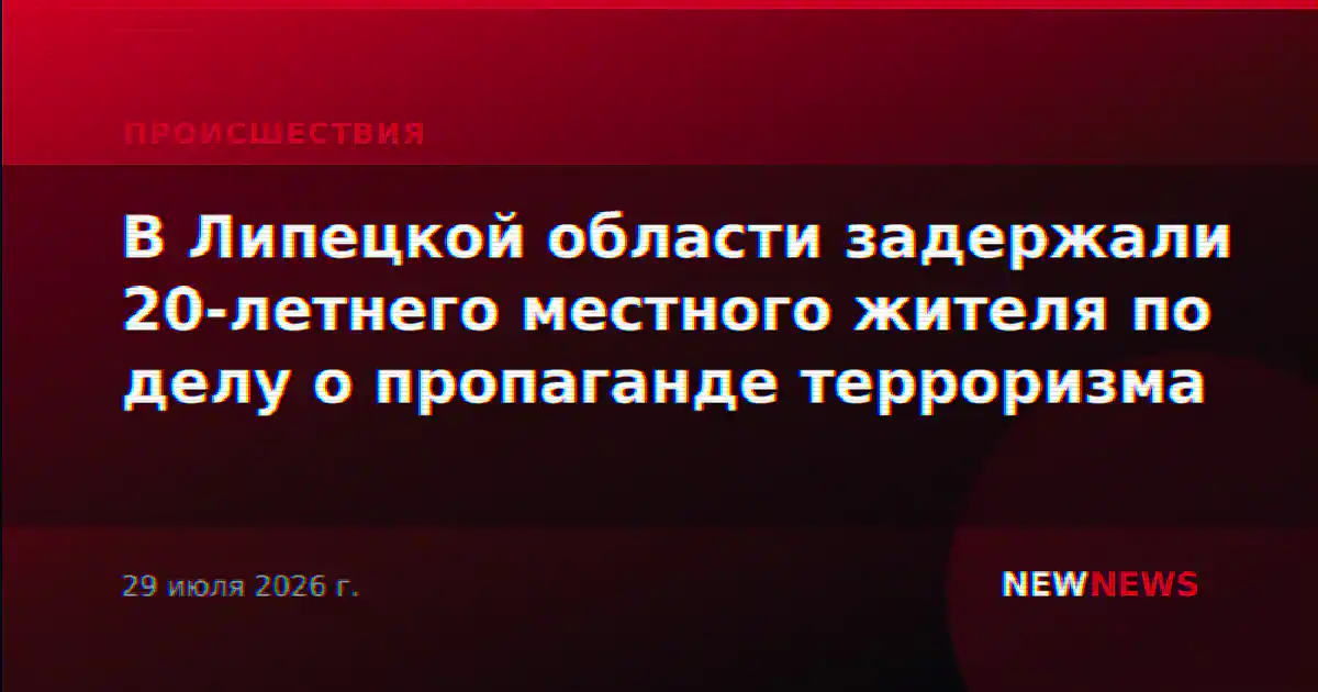 В Липецкой области задержали 20-летнего местного жителя по делу о пропаганде терроризма
