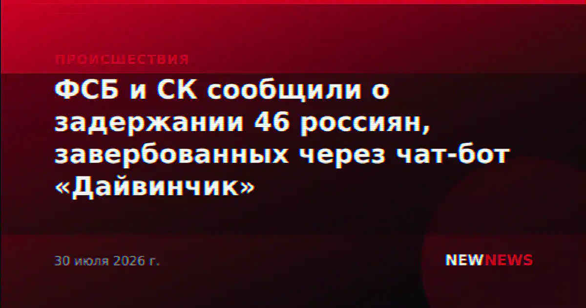 ФСБ и СК сообщили о задержании 46 россиян, завербованных через чат-бот «Дайвинчик»