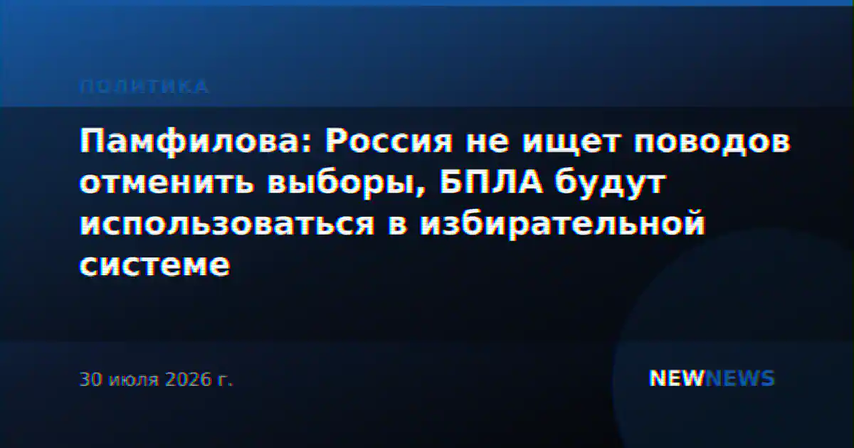 Памфилова: Россия не ищет поводов отменить выборы, БПЛА будут использоваться в избирательной системе