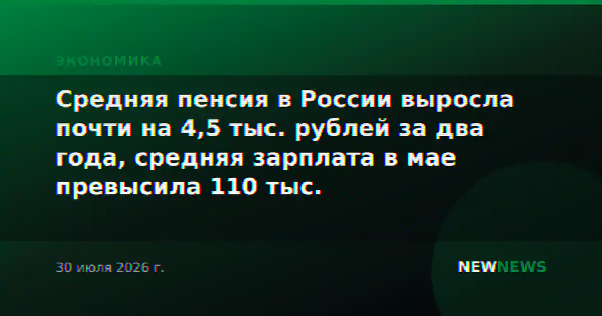 Средняя пенсия в России выросла почти на 4,5 тыс. рублей за два года, средняя зарплата в мае превысила 110 тыс.