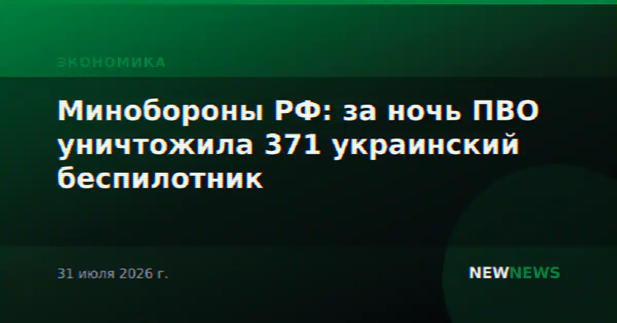 Минобороны РФ: за ночь ПВО уничтожила 371 украинский беспилотник