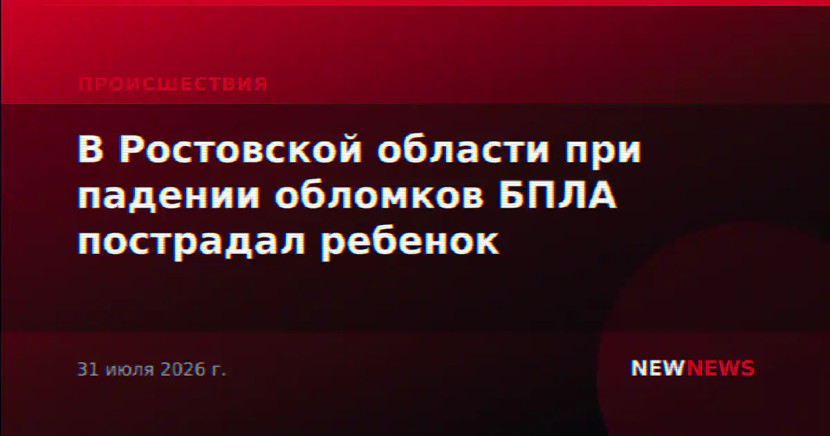 В Ростовской области при падении обломков БПЛА пострадал ребенок