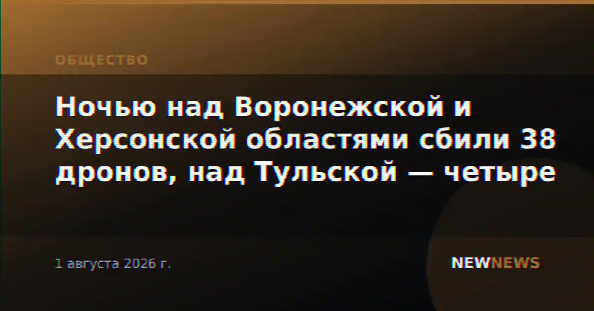 Ночью над Воронежской и Херсонской областями сбили 38 дронов, над Тульской — четыре