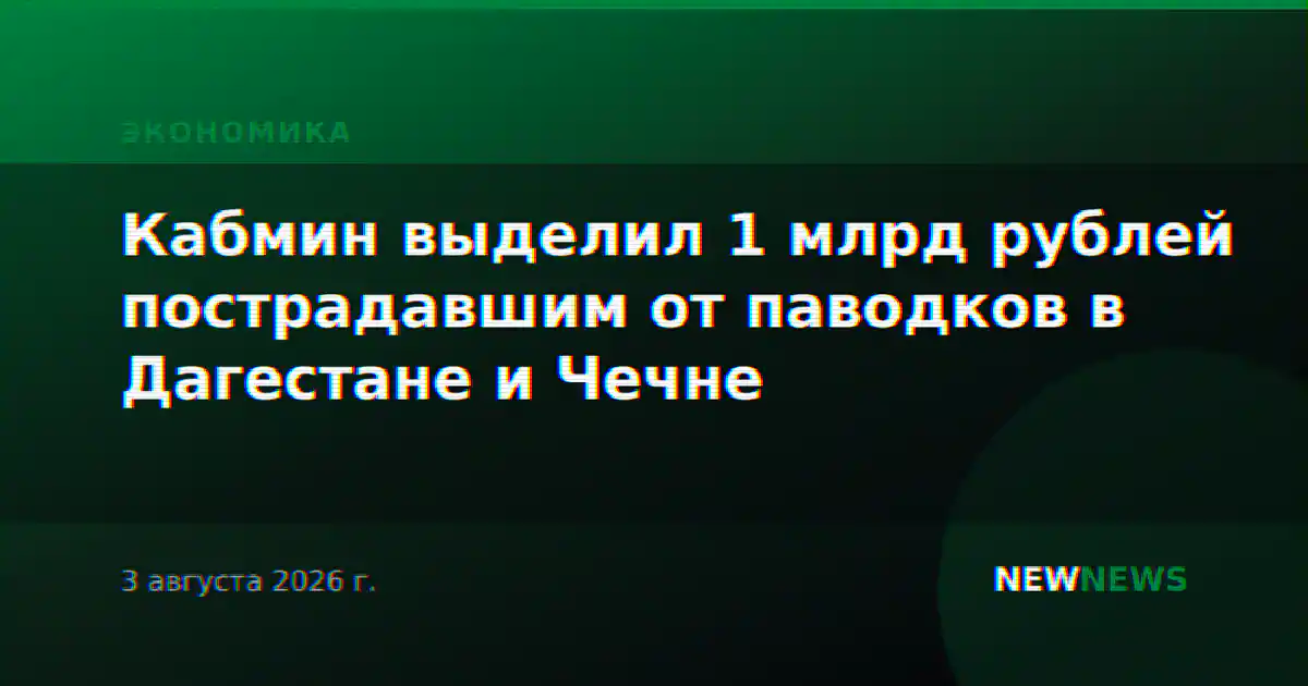 Кабмин выделил 1 млрд рублей пострадавшим от паводков в Дагестане и Чечне