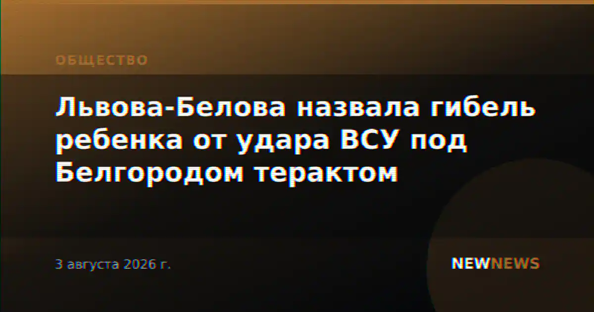 Львова-Белова назвала гибель ребенка от удара ВСУ под Белгородом терактом