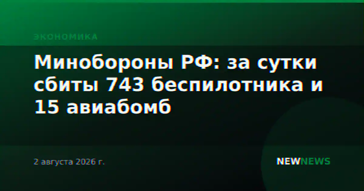 Минобороны РФ: за сутки сбиты 743 беспилотника и 15 авиабомб