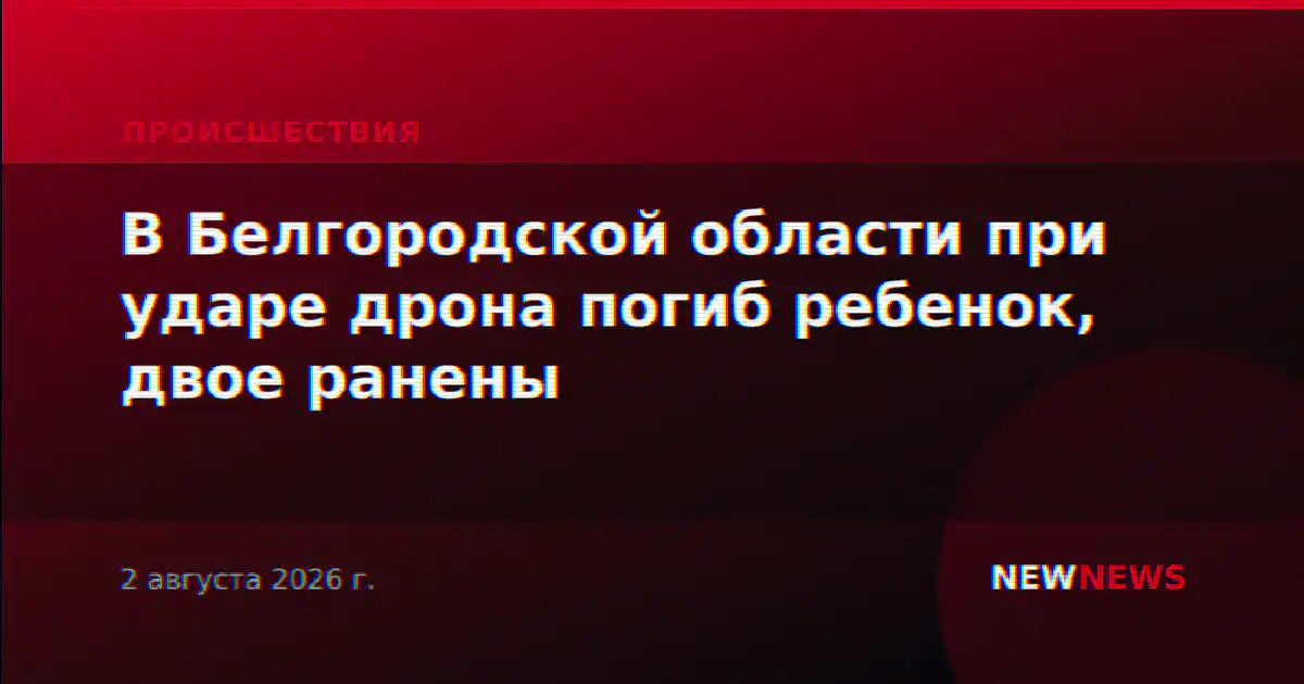 В Белгородской области при ударе дрона погиб ребенок, двое ранены