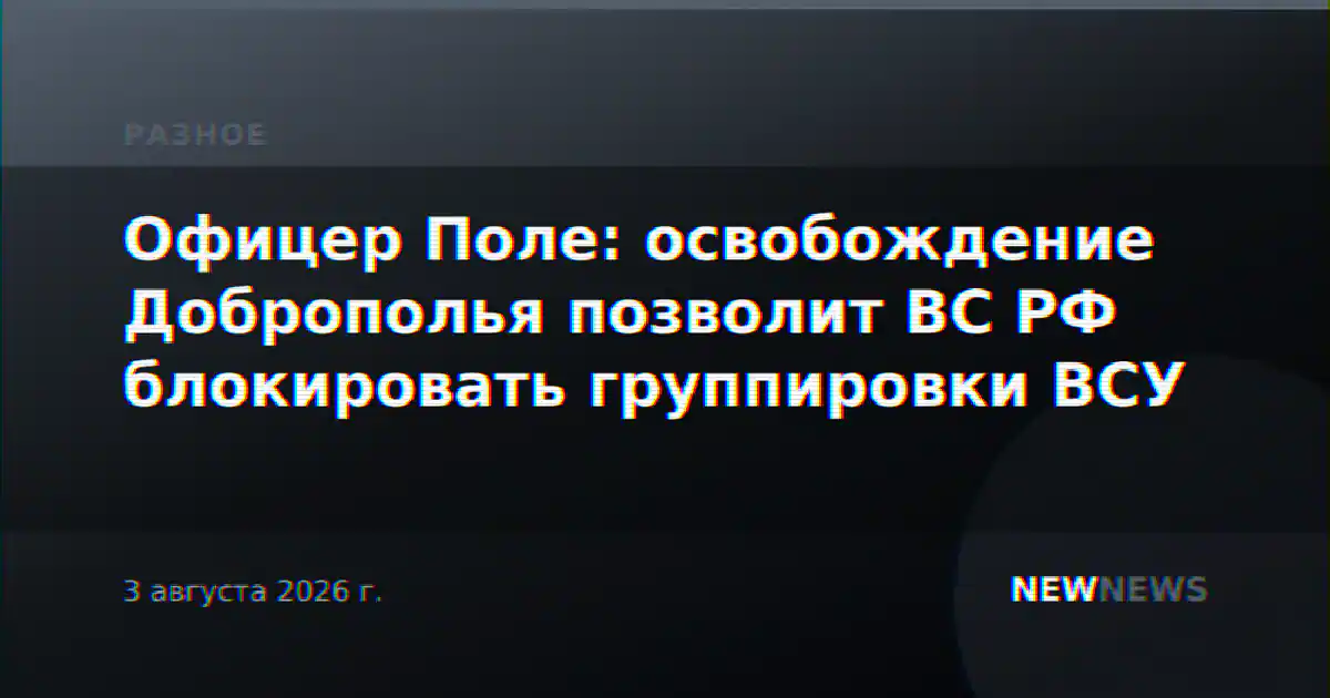 Офицер Поле: освобождение Доброполья позволит ВС РФ блокировать группировки ВСУ