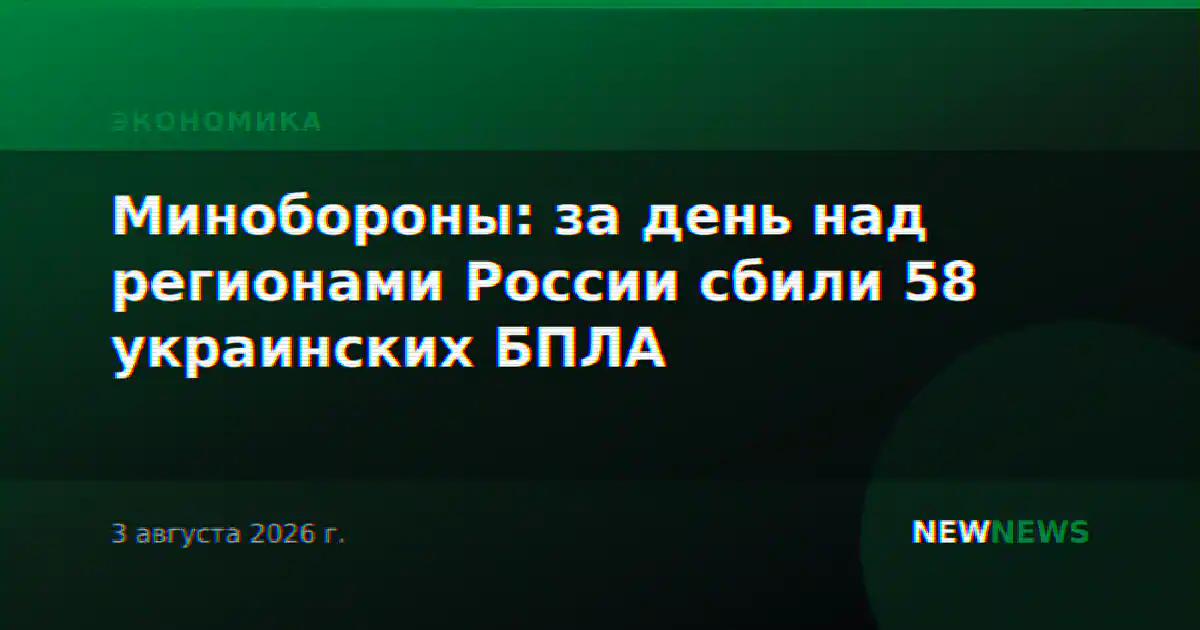 Минобороны: за день над регионами России сбили 58 украинских БПЛА
