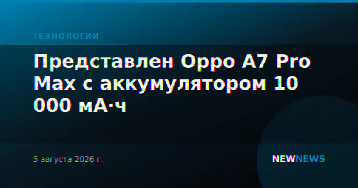 Представлен Oppo A7 Pro Max с аккумулятором 10 000 мА·ч