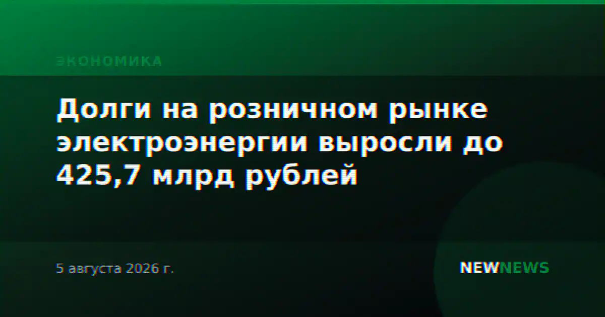 Долги на розничном рынке электроэнергии выросли до 425,7 млрд рублей