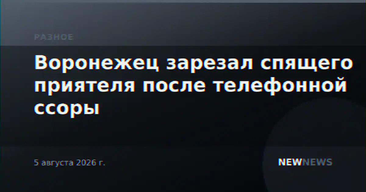 Воронежец зарезал спящего приятеля после телефонной ссоры