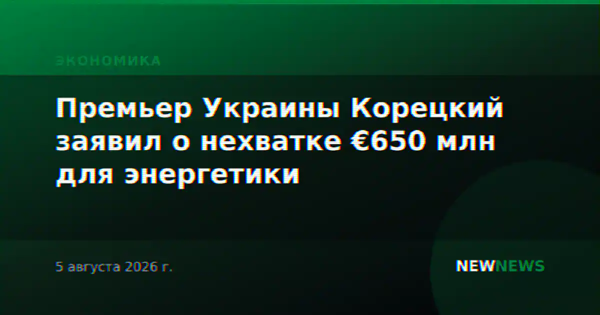Премьер Украины Корецкий заявил о нехватке €650 млн для энергетики