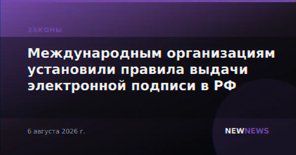 Международным организациям установили правила выдачи электронной подписи в РФ