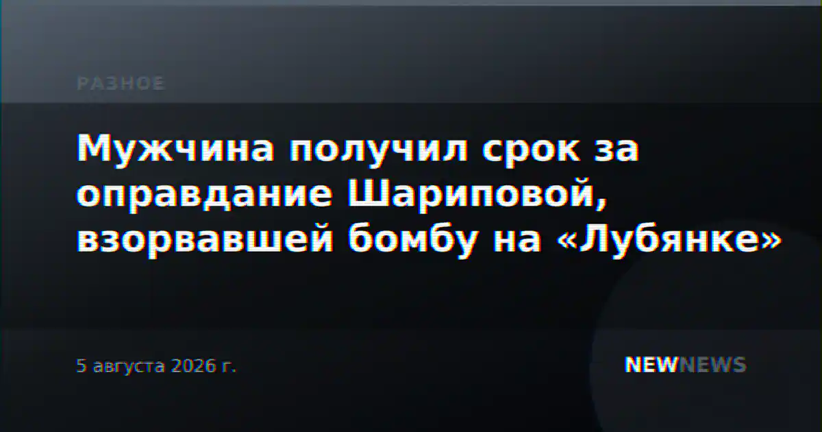 Мужчина получил срок за оправдание Шариповой, взорвавшей бомбу на «Лубянке»