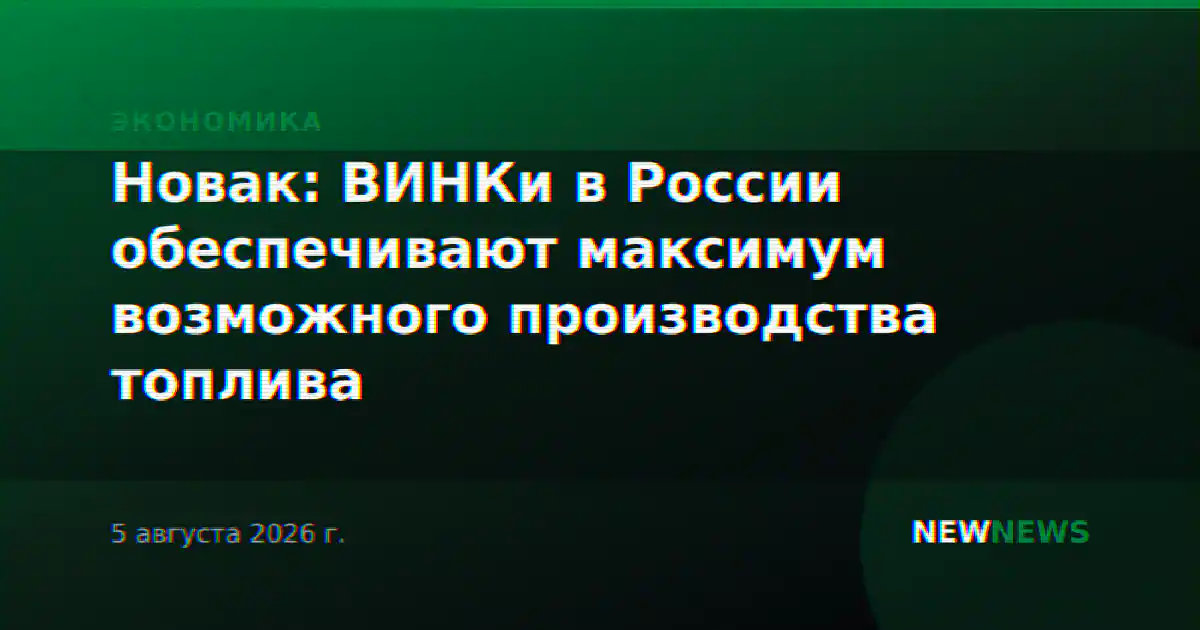 Новак: ВИНКи в России обеспечивают максимум возможного производства топлива