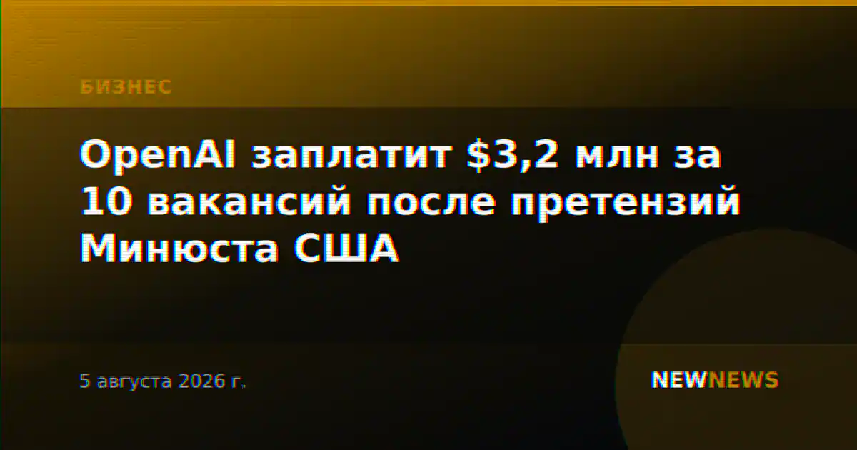 OpenAI заплатит $3,2 млн за 10 вакансий после претензий Минюста США
