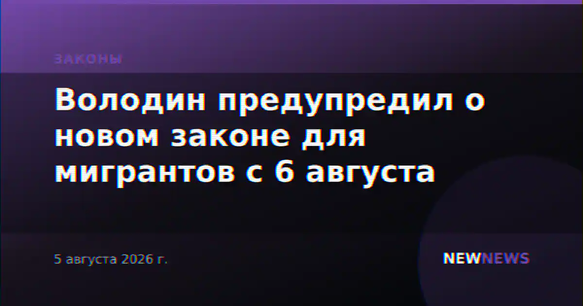 Володин предупредил о новом законе для мигрантов с 6 августа
