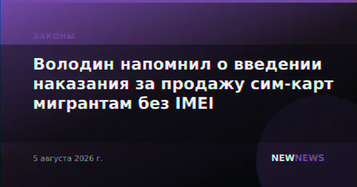 Володин напомнил о введении наказания за продажу сим-карт мигрантам без IMEI