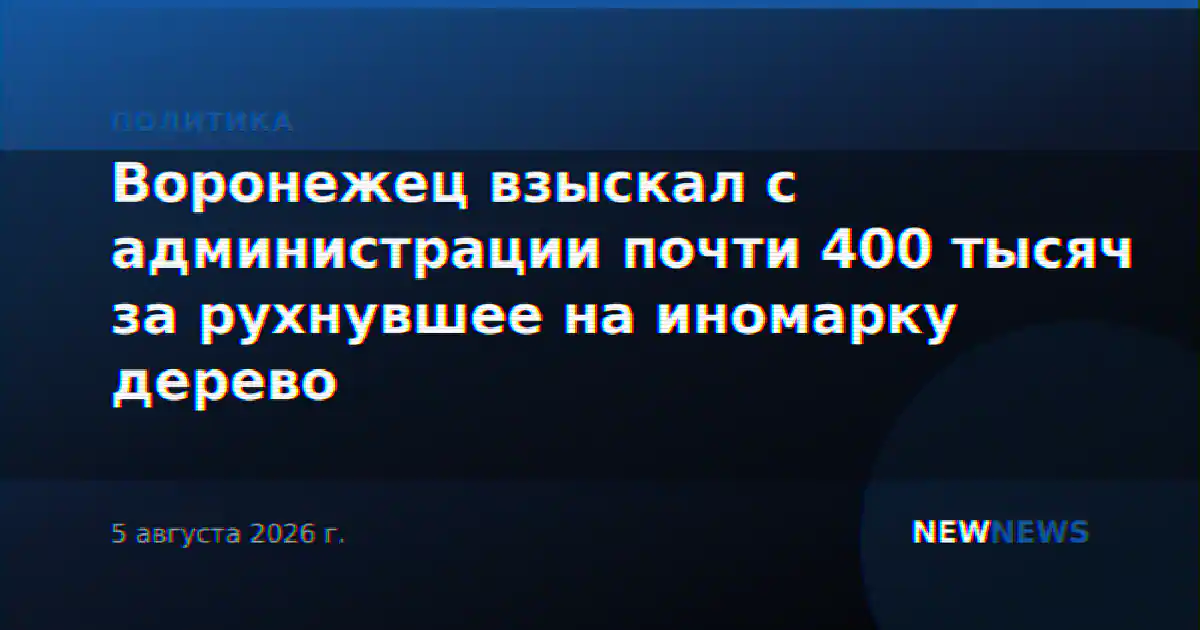 Воронежец взыскал с администрации почти 400 тысяч за рухнувшее на иномарку дерево