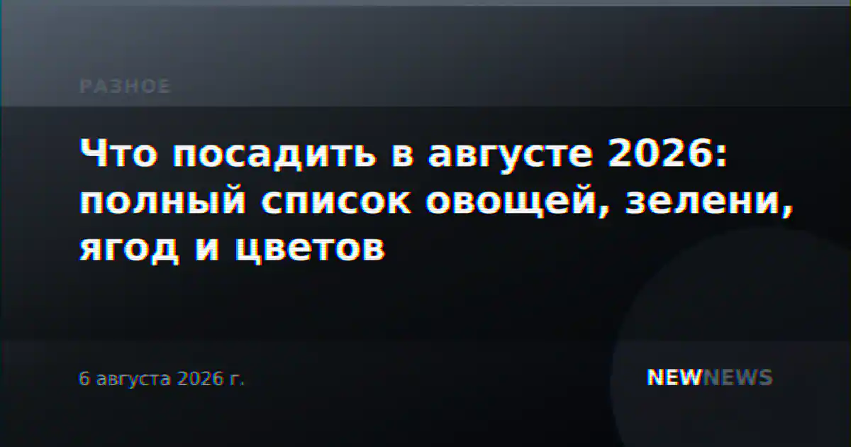 Что посадить в августе 2026: полный список овощей, зелени, ягод и цветов