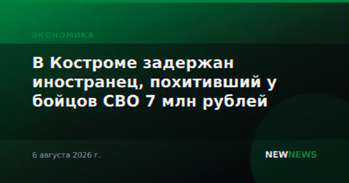 В Костроме задержан иностранец, похитивший у бойцов СВО 7 млн рублей