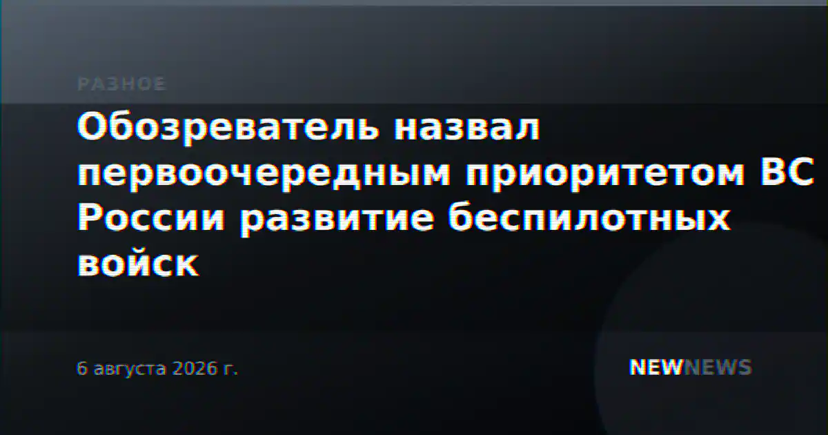 Обозреватель назвал первоочередным приоритетом ВС России развитие беспилотных войск